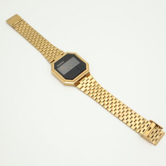 Nixon Re Run Gold Tone Stainless Steel 38mm Digital Watch Chrono w New Battery - Picture 13 of 15